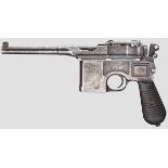Mauser C 96 Mod. 1930 Kal. 7,63 mm, Nr. 846330. Nummerngleich. Lauf matt. Zehnschüssig. Beschuss