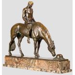 August Bischoff (1876 - 1965) - Reiterfigur zum Heldengedenken Massiver Bronzeguss, an der Plinthe