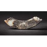 A Jade Huang Incised with Cloud and Dragon Design, Western Zhou Dynasty 西周勾雲龍紋玉璜 Width 13.8 cm,