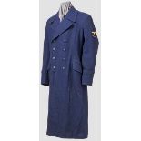 Mantel für Angehörige der Reichspost Kammerstück aus blauem Wollstoff mit blauen Knöpfen, grauem