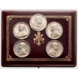 Papst Johannes XXIII. - vollständige Sammlung der "Medaglie annuale", Anno I bis Anno V in Silber