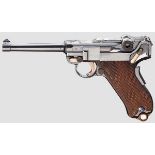 Parabellum Mod. 1900/06, 2. Ausführung, mit Tasche Kal. 7,65 mm Luger, Nr. 12332. Nummerngleich