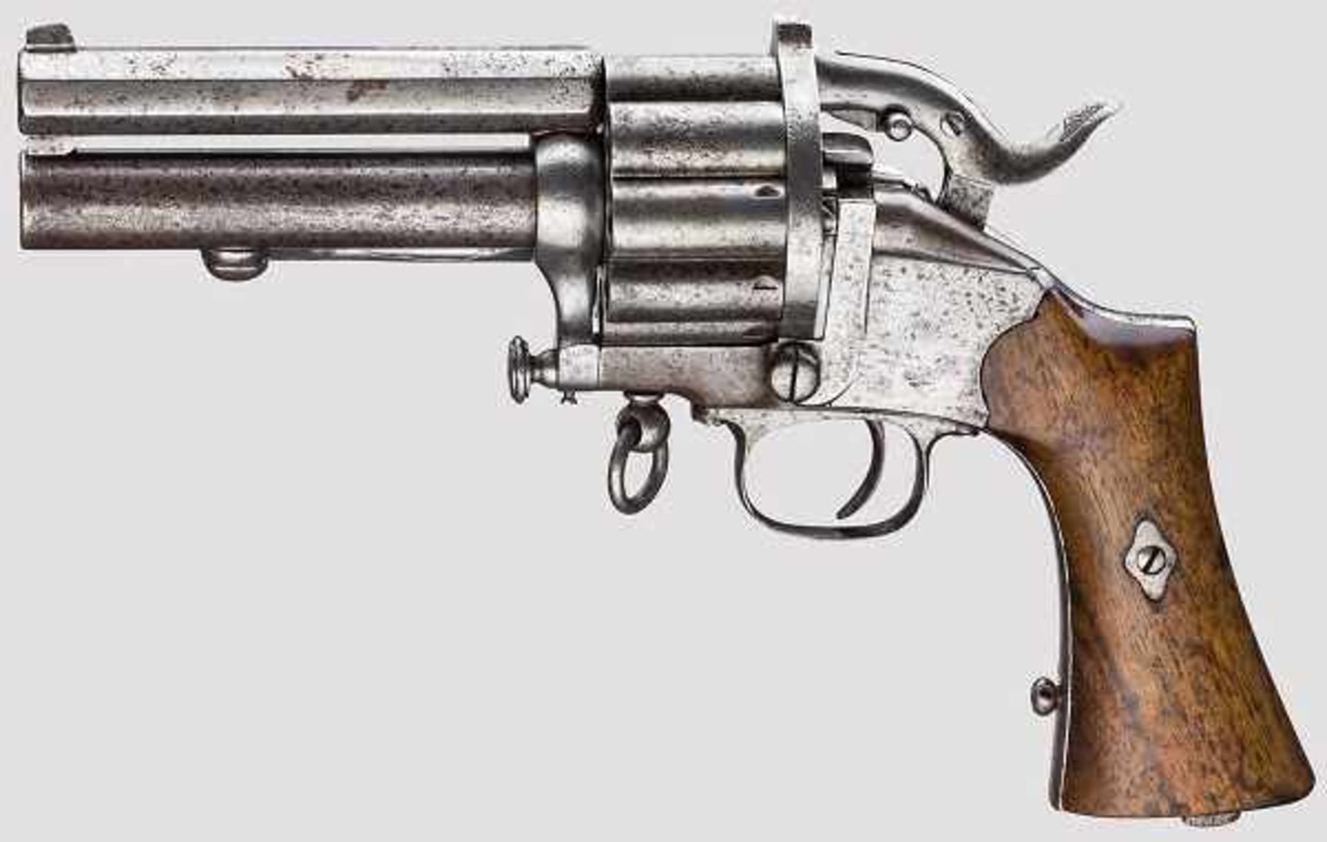 Revolver Le Mat, Belgien Kal. 12mmLeMat / 20 GA, Nr. 175. Nummerngleich. Blanker, fünffach gezogener