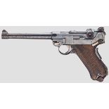 Pistole 04 (1906), DWM Kal. 9 mm Luger, Nr. 1834. Nummerngleich inkl. Griffschalen. Lauf matt, Länge