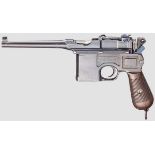 Mauser C 96 "Wartime Commercial", mit kaiserlicher Abnahme und Kasten mit Belederung Kal. 7,63 mm,