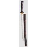 Wakizashi, Japan um 1688 Klinge Shinogi Tsukuri, Chu Kissaki, verbogener Torii Zori. Hada und