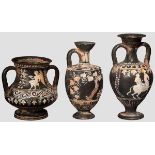 Imitationen gnathischer Keramik des 3. Jhdts. v. Chr., Amphora, Lekythos und Pelike Drei Imitationen