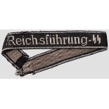 Ärmelband "Reichsführung SS" für Führer Schwarzes Kunstseidenband mit silbern eingewebter,