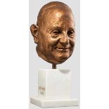 Papst Johannes XXIII. - Bronzekopf von Prof. Stefano Locatelli 1962 Helle Goldbronze,