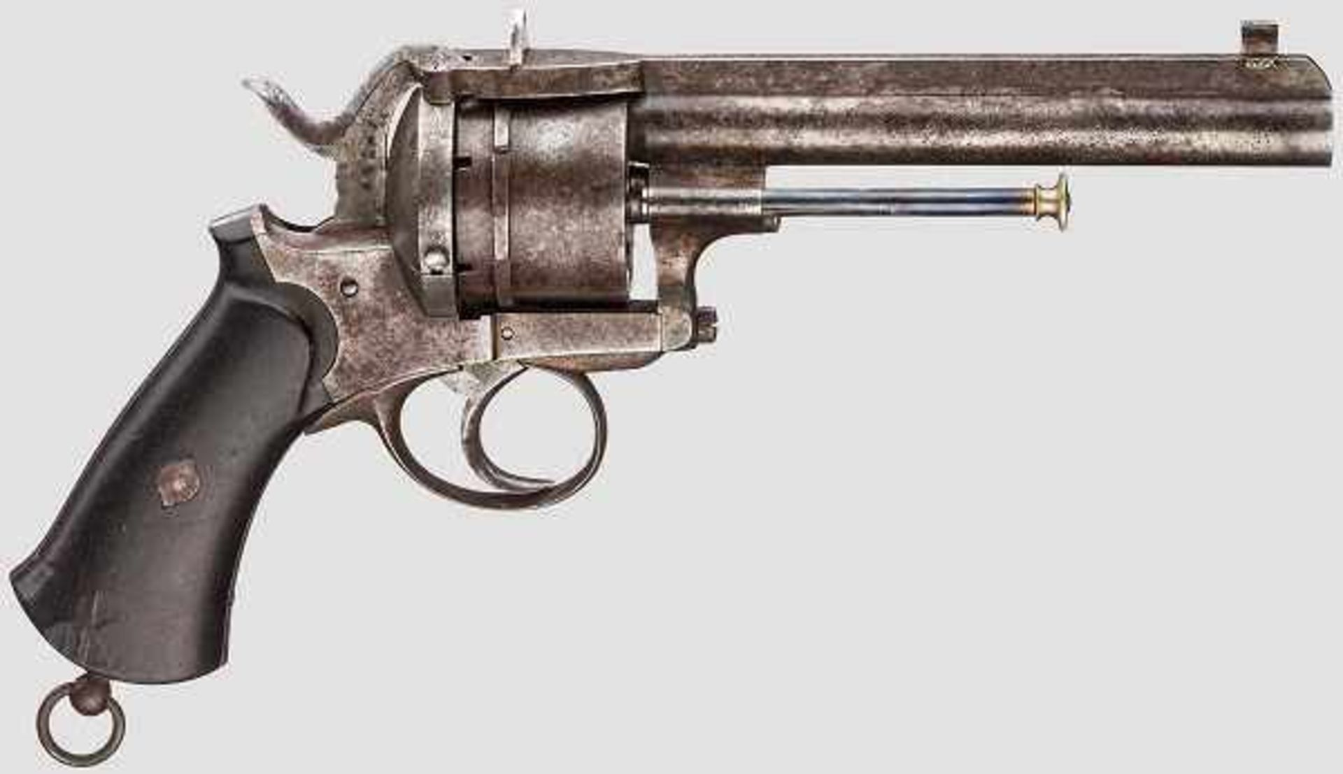 Stiftfeuerrevolver, um 1870 Kal. 11 mm, Nummer 15210 (Rahmen links), 1022 (Laufunterseite),