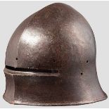 Schaller, Historismus im Stil um 1480 Einteilig geschlagener, gegrateter Helm mit gebördeltem