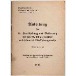 Dienstvorschrift MG 42 Herausgeber OKH, Ausgabe 1943, 74 Seiten und bebildert. Maße 14,5 x 10,5