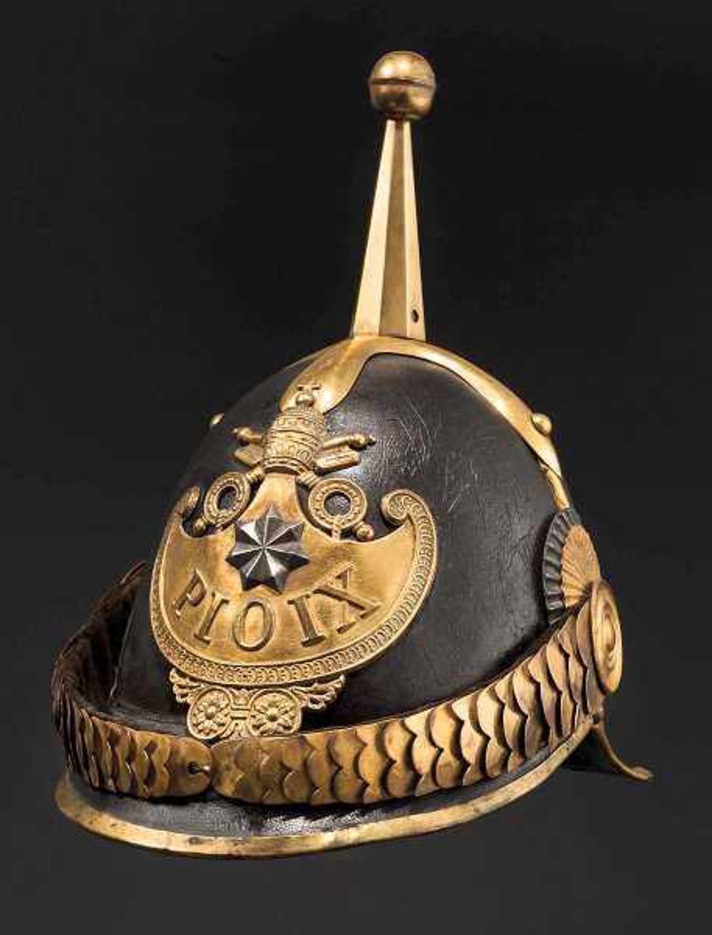 Helm für einen Offizier der "Guardia Civica Pontificia" aus dem Pontifikat Pius IX. (1846 - 1878)
