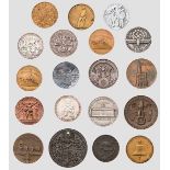 19 Medaillen Silber, Bronze, Leichtmetall oder Zink, darunter einige nach Entwürfen von Karl