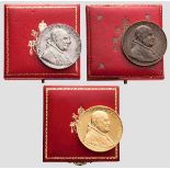 Papst Johannes XXIII. - Medaillen zur 1. Römischen Diözesan-Synode 1960 in Gold, Silber und Bronze