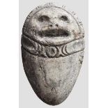 Ovoide, anthropomorphe Steinstele, Taino-Kultur, Karibik, ca. 11. - 15. Jhdt. Eiförmig zurecht