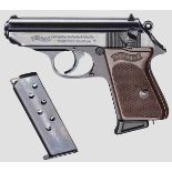 Walther PPK-L, Ulm Kal. 7,65 mm, Nr. 507898. Blanker Lauf. Siebenschüssig. Dt. Beschuss.