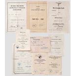 Urkunden eines Leutnants im Fallschirmjäger Rgt. 2 Zur Medaille 1. Oktober 1398 vom 9.1.1940, zum