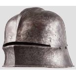 Knechtische Schaller, deutsch um 1480 Einteilig geschlagener Helm, die Kalotte mit abgesetztem,