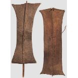 Zwei Lederschilde der Turkana, Ostafrika Jeweils aus schwerem Leder gefertigt (Nilpferd-Leder?)