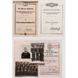 Leutnant zur See Gustav Wallenstein - Urkundengruppe zur U-Boot-Frontspange Verleihungsurkunde (