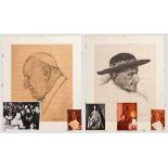 Papst Johannes XXIII. - zwei Portraits von Prof. Stefano Locatelli Bleistiftzeichnungen, Ansichten