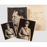 Hermann Göring - großer Autograph, Pressefotos und Großfotos Großer Autograph in dunkler Tinte aus