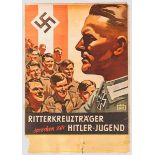 Plakat "Ritterkreuzträger sprechen zur Hitler-Jugend" Farbiges Plakat mit Darstellung eines