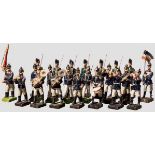 22 preußische und sächsische Lineol-Soldaten im Marsch mit Musikern 22 Figuren, Lineol und