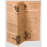 Originale Anleitung zum Taschenrevolver Protector Vierseitiges, hellbraunes Faltblatt mit dem
