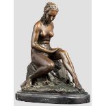 Bronzeskulpur "Die Badende", Christophe-Gabriel Allegrain, Paris, 19. Jhdt. Braunschwarz
