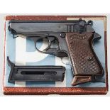 Walther PPK, Ulm, im Karton Kal. .22 l.r., Nr. 105118LR. Blanker Lauf. Neunschüssig. Dt. Beschuss.