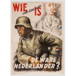 Werbeplakat für niederländische Freiwillige der Waffen-SS Mehrfarbiger Druck, unten bezeichnet "