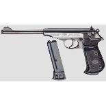 Walther-Manurhin Mod. PP Sport Kal. .22 l.r., Nr. 52121L. Blanker Lauf, Länge 210 mm.