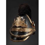 Helm für Mannschaften des Infanterie-Bataillons Sachsen-Coburg-Gotha, 1849 Schwarz lackierte