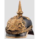 Helm M 1886 für Mannschaften/Unteroffiziere der Infanterie/Jäger Schwarz lackierte Lederglocke mit