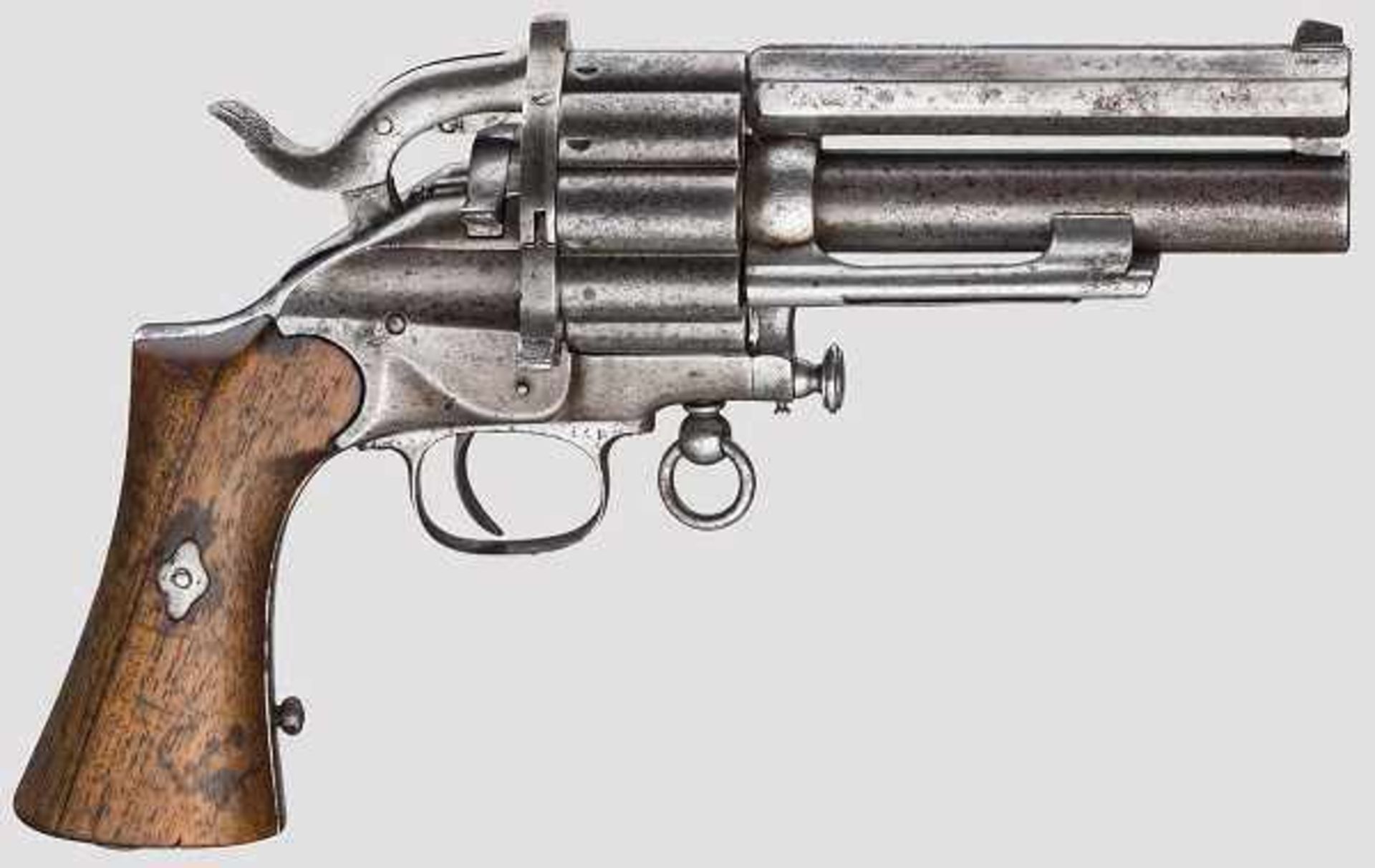 Revolver Le Mat, Belgien Kal. 12mmLeMat / 20 GA, Nr. 175. Nummerngleich. Blanker, fünffach gezogener - Bild 2 aus 2