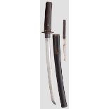 Wakizashi, Japan um 1800 Klinge Shinogi Tsukuri, Chu Kissaki, mittlerer Torii Zori, Koshi Hi,