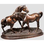 Liebesspiel der Pferde, Gießerei Mägdesprung um 1890 Eisenguss bronziert, die Pferdefiguren