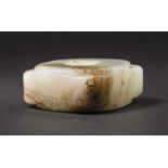 A Celadon Jade Cong, Western Zhou Dynasty 西周素面青白玉玉琮 Width 7.4 cm, height 3.2 cm, depth 7.9 cm. 寬 7.4