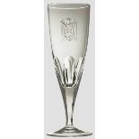 Adolf Hitler - Sektglas aus dem Bordgeschirr von Hitlers JU 52 Sektglas aus Kristallglas,