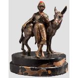 Wiener Bronze, 19. Jhdt. Vollplastischer, partiell farbig gefasster und patinierter Bronzeguss eines