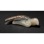 A Jade Eagle, Western Zhou Dynasty 西周玉雕鷹 Width 3.1 cm, height 6.5 cm. 寬 3.1 cm, 高 6.5 cm. Zustand: I