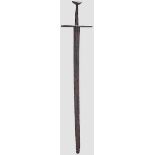 Ritterliches Schwert, Mitteleuropa, 1. Hälfte 12. Jhdt. Zweischneidige Klinge mit beidseitiger,