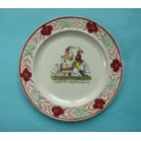 An attractive pearlware nursery plate the moulded border with colourful decoration, printed in black
