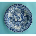 1805 Nelson in Memoriam: a unusual pearlware side plate print in blue with allegorical panels