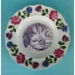 1837/38 Victoria: an attractive plate with colourful moulded border and purple printed portrait, the