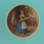 The Maidservant (343) with tall base (2) (pot lid, pot lids, potlid, potlids, prattware)