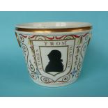 George III: a colourful English porcelain jardinière with black silhouette profile inscribed ‘A