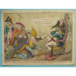 1797 Napoleon in Rome: an amusing original hand coloured engraving by Cruikshank entitled ‘